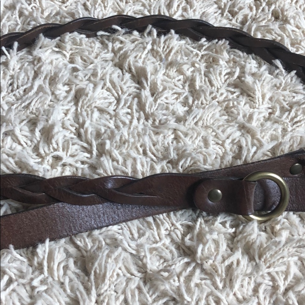 J Crew brown genuine italian leather braided belt